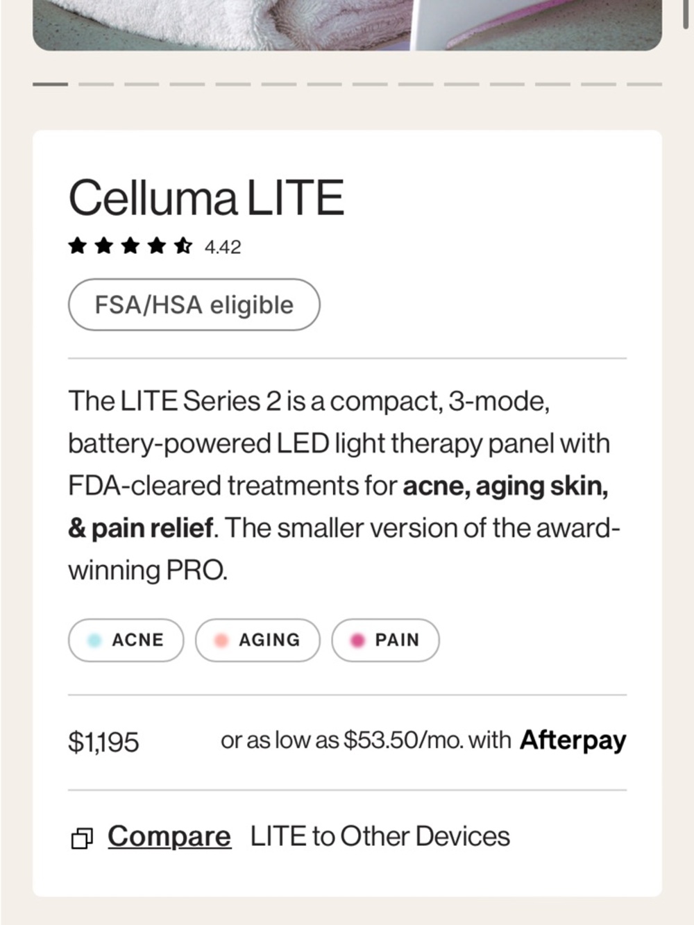 Celluma LITE LED Light Therapy Device - Picture 2 of 8